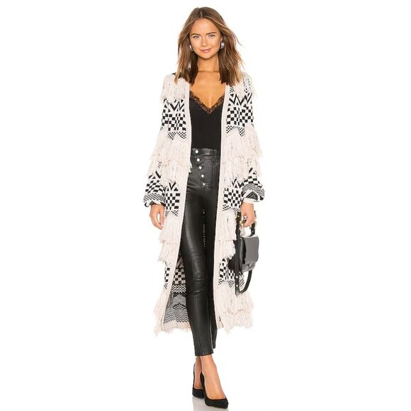 x Revolve Ash Duster House Of Harlow 1960 x Revolve Fringed Knit Cardigan XXS - Picture 2 of 15